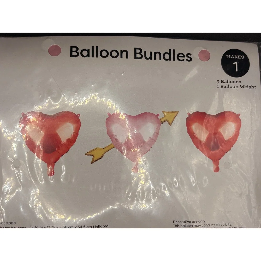 Target Valentine's Day Heart Balloon Bundle 3ct Red Pink with Arrow and Weight